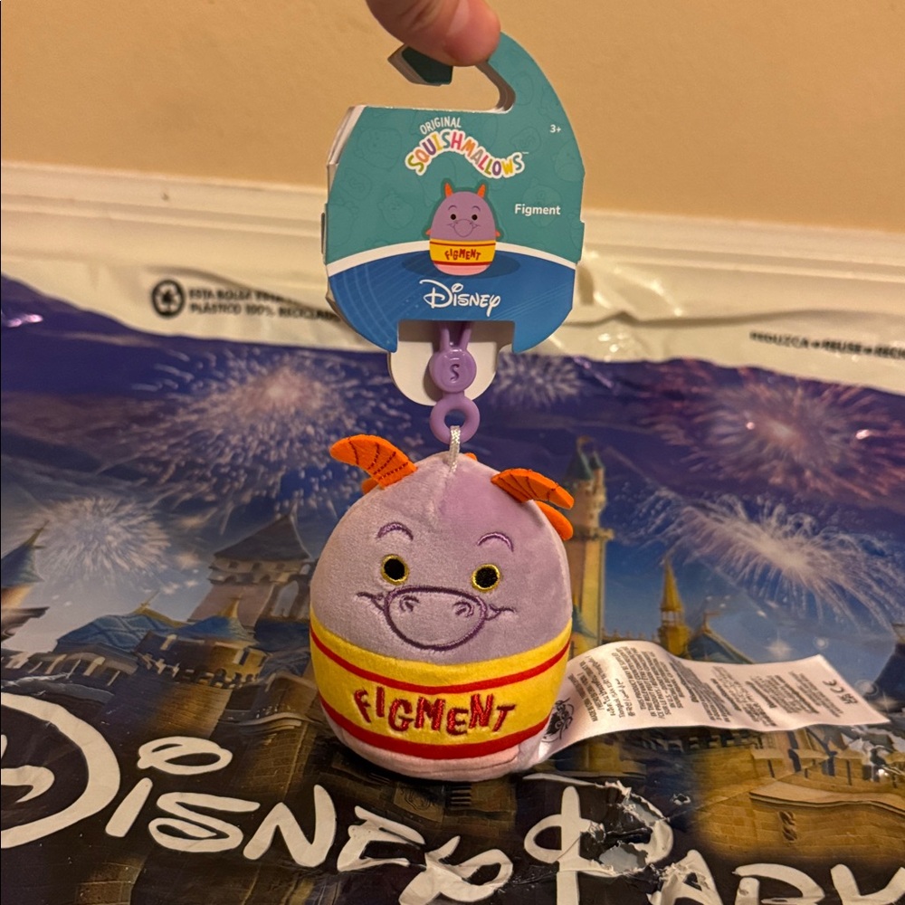 Disney Parks Figment Squishmallow Key Chain NWT!